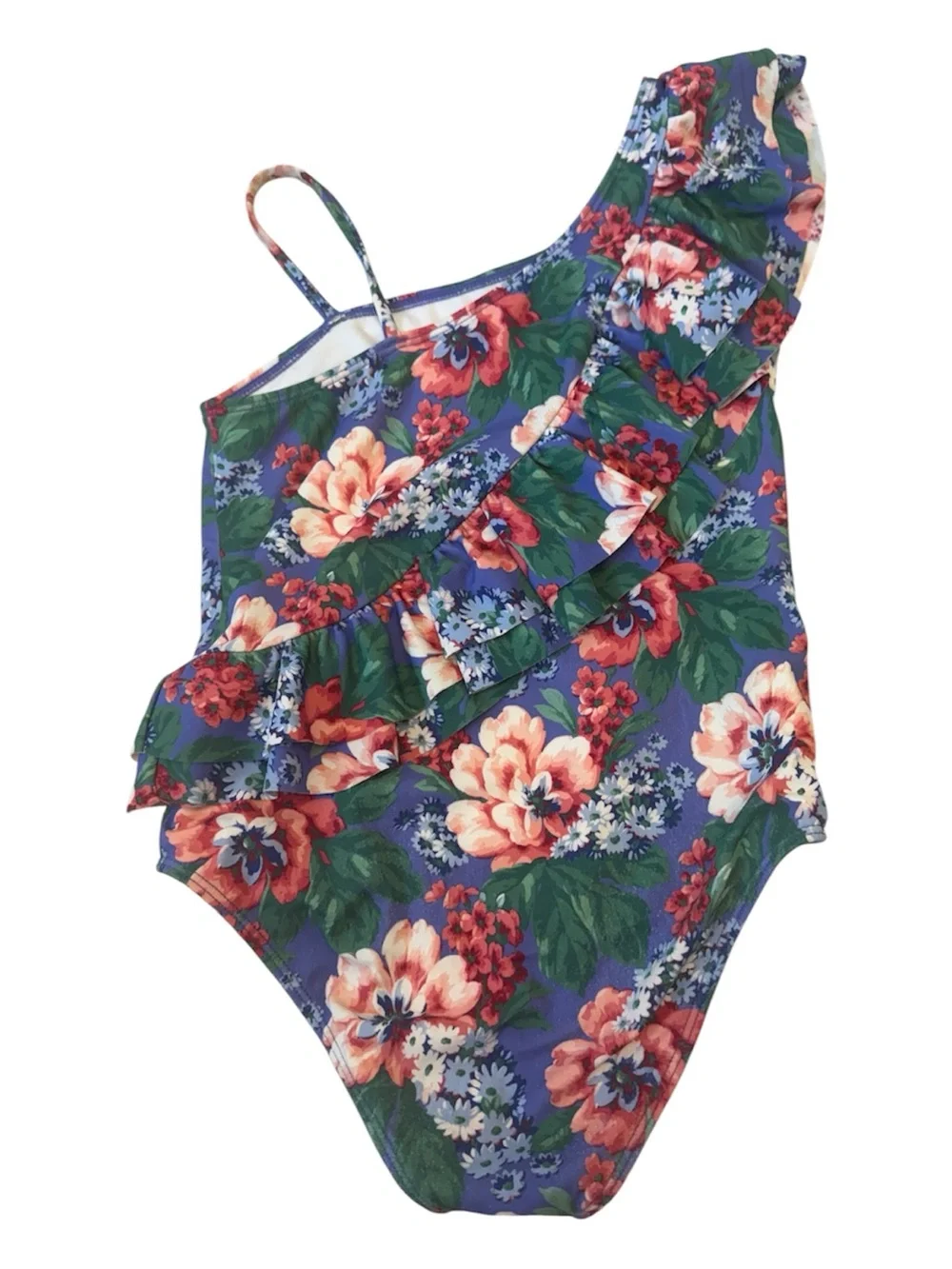 Janie and Jack Girl Floral Ruffle Shoulder Swimsuit Size 10